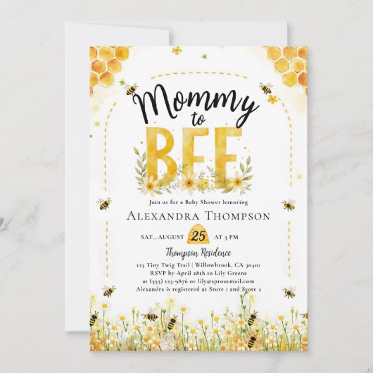 Mommy to Bee Wildflowers Honey Arch Baby Shower Kaart (Voorkant)
