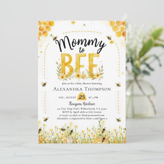 Mommy to Bee Wildflowers Honey Arch Baby Shower Kaart (Staand voorkant)