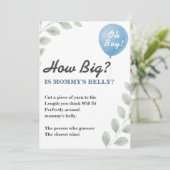 Mommys Belly Baby Shower Game Balloon Eucalyptus Kaart (Staand voorkant)