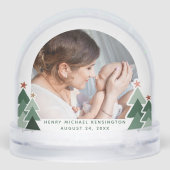 Mommys Eerste Kerst Rustieke Bomen 2 Foto's Sneeuwbol (Achterkant)