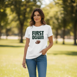 Mommy's First Year Down Football Design T-shirt