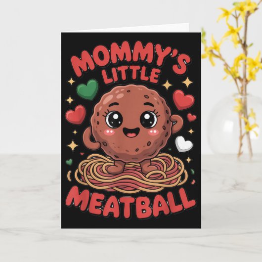 Mommy's Little Meatball Love Italian Kid Funny Kaart (Gele Bloem)