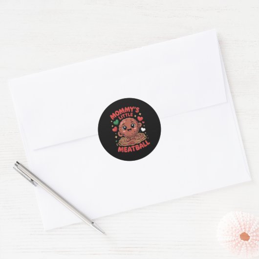Mommy's Little Meatball Love Italian Kid Funny  Ronde Sticker (Envelop)