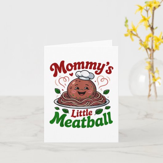 Mommys Little Meatball Mommy Pink Mama Kinder Peut Kaart (Gele Bloem)