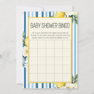 Mommy's Main Squeeze Lemon Blue Baby Shower Bingo Kaart