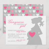 MOMMY'S SHADOW Baby shower Invitation Kaart (Voorkant / Achterkant)