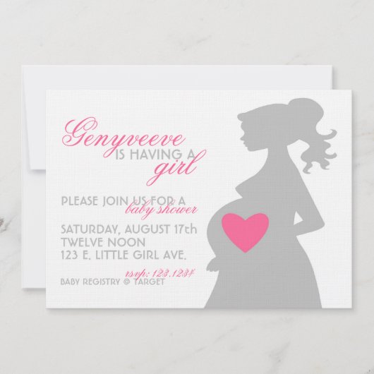 MOMMY'S SHADOW Baby shower Invitation Kaart (Voorkant)