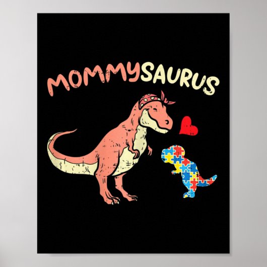 Mommysaurus Puzzel Dinosaurus Autisme Bewustzijn M Poster (Voorkant)