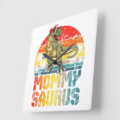 Mommysaurus T Rex Dinosaur mammie Saurus Family Ma Vierkante Klok (Hoek)