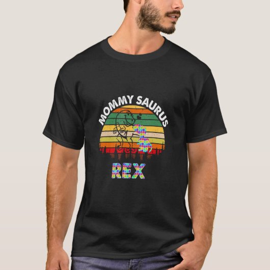 Mommysaurus T Rex Dinosaur Moeder Saurus Autisme B T-shirt (Voorkant)
