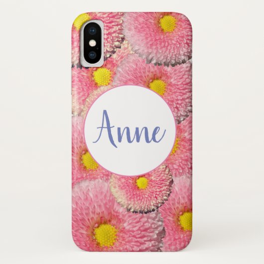 Momogram Blossoms gepersonaliseerde iPhone Case (Achterkant)