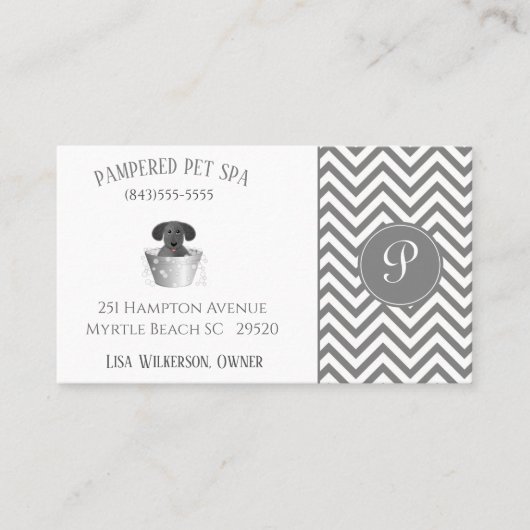 Momogram Pet Groomer Dog in Tin Tub Visitekaartje (Voorkant)