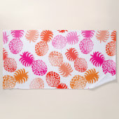 Momona Hawaïaanse tropische ananas - roze- wit Strandlaken (Voorkant)