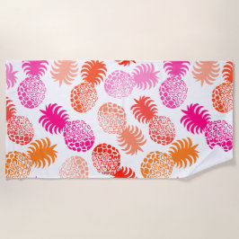 Momona Hawaïaanse tropische ananas - roze- wit Strandlaken