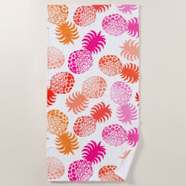 Momona Hawaïaanse tropische ananas - roze- wit Strandlaken