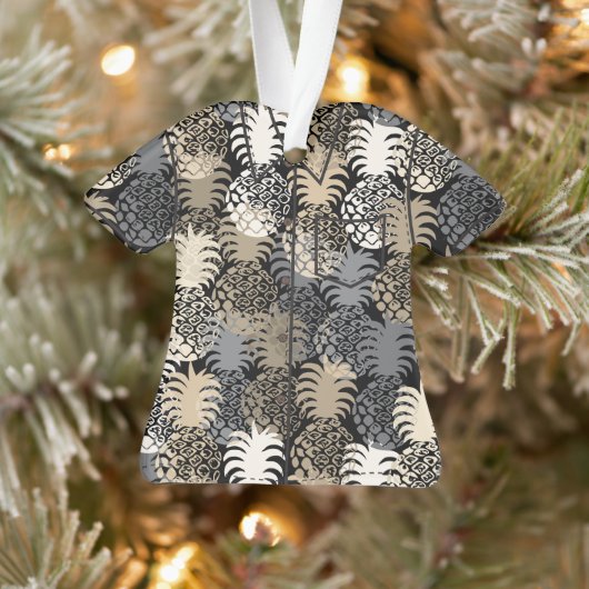 Momona Hawaiian Tropical Pineapple Aloha Shirt-Blk Ornament (Boom)