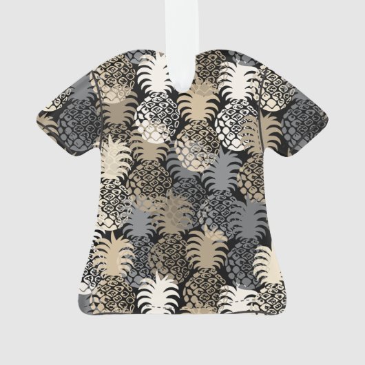 Momona Hawaiian Tropical Pineapple Aloha Shirt-Blk Ornament (achterkant)