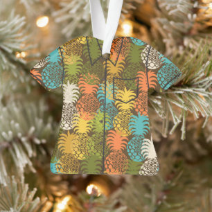 Momona Hawaiian Tropical Pineapple Aloha Shirt-Gol Ornament