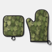 Momona Hawaiian Tropical Pineapple Green Ovenwant & Pannenlap Set (Voorkant)