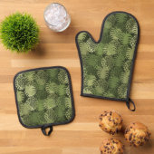 Momona Hawaiian Tropical Pineapple Green Ovenwant & Pannenlap Set (Top down)