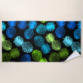 Momona Hawaiian Tropische ananas - Turq - Black Strandlaken (Voorkant)