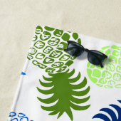 Momona Hawaiian Tropische ananas - Turq - White Strandlaken (In situ)