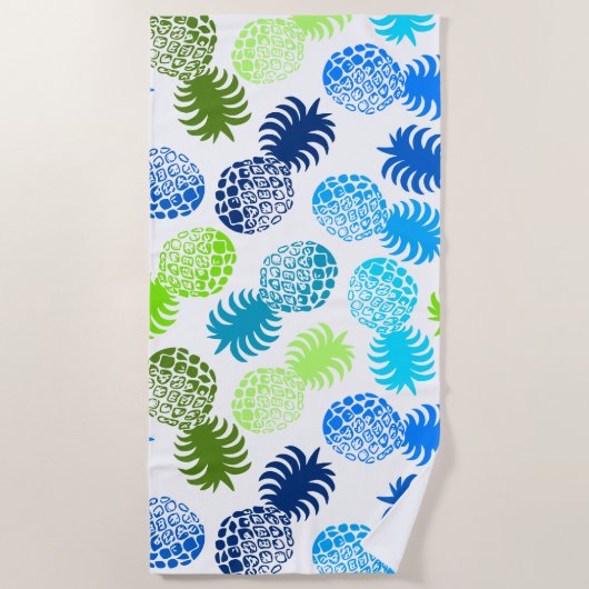 Momona Hawaiian Tropische ananas - Turq - White Strandlaken (Voorkant)