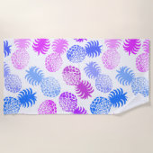 Momona Hawaiian Tropische ananas - Violet - White Strandlaken (Voorkant)