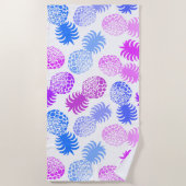 Momona Hawaiian Tropische ananas - Violet - White Strandlaken (Voorkant)