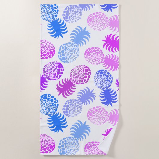 Momona Hawaiian Tropische ananas - Violet - White Strandlaken (Voorkant)