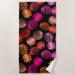 Momona Hawaiian Tropische ananas - Warm-zwart Strandlaken