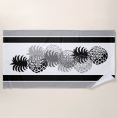 Momona Pineapple Hawaiian Gestreept Tropisch - Zwa Strandlaken (Voorkant)