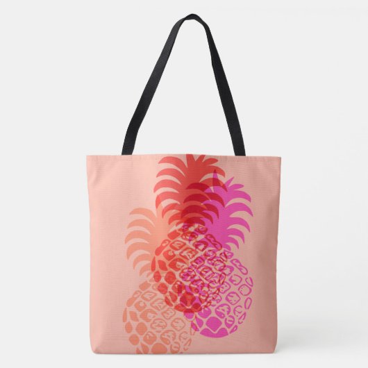 Momona Pineapple Hawaiian Reversible Beach Bag Tote Bag (Voorkant)