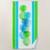 Momona Pineapple Hawaiian Striped Tropical Cool Strandlaken (Voorkant)
