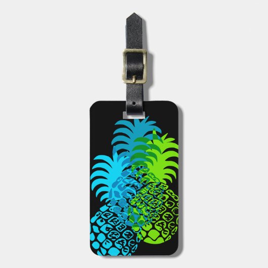 Momona Pineapple Hawaiian Tropical Bagagelabel (Voorkant verticaal)