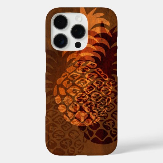 Momona Pineapple Hawaiian Tropical Faux Wood Case-Mate iPhone Case (Achterkant)