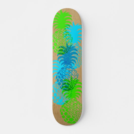 Momona Pineapple Hawaiian Tropical Faux Wood Persoonlijk Skateboard (Voorkant)