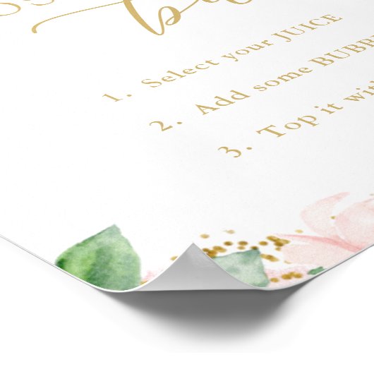 MOMosa-Baby shower, roze en goudflesjes Poster (Hoek)