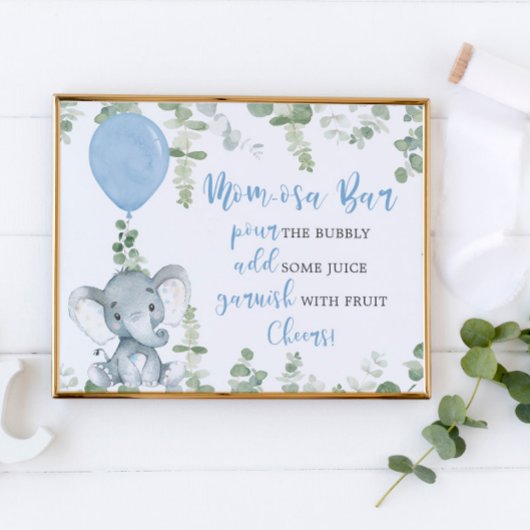Momosa baby shower voor olifantenballonnen poster
