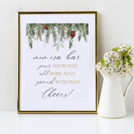 Momosa-balk giet het bubbelige baby shower-teken poster