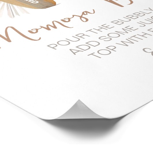 Momosa Bar Baby aan boord Baby shower Sign Poster (Hoek)