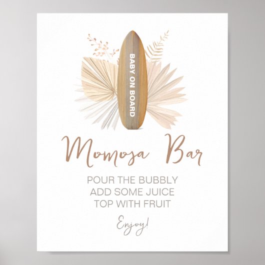 Momosa Bar Baby aan boord Baby shower Sign Poster (Voorkant)