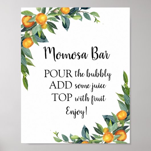 Momosa Bar Baby shower Drink Sign Poster (Voorkant)