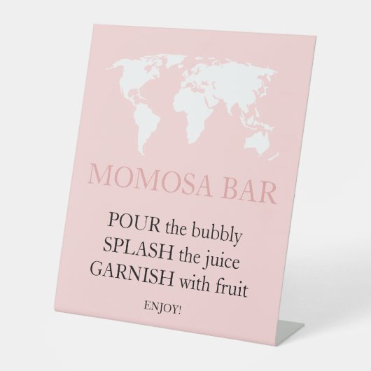Momosa Bar Baby shower reispaspoortkaart Reclamebord Met Voetstuk (Voorkant)
