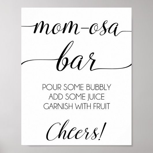 Momosa Bar Baby shower Sign. Poster (Voorkant)