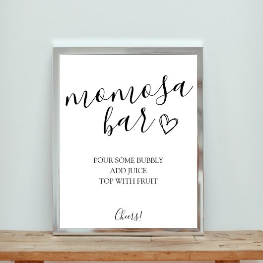 Momosa Bar Baby shower Sign. Poster