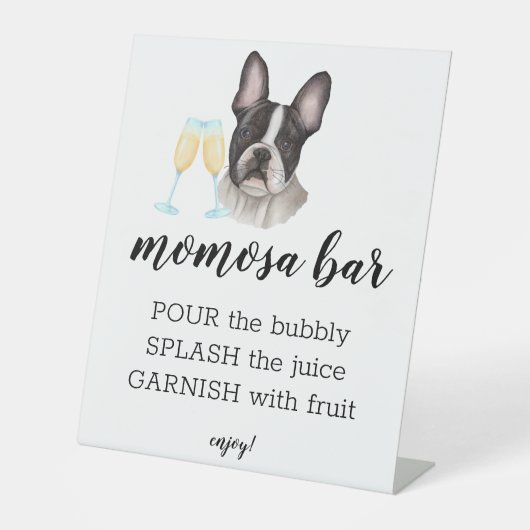 Momosa Bar Baby shower Waterverf Bulldog Reclamebord Met Voetstuk (Voorkant)