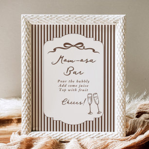 Momosa bar Bebe Cafe bruine strepen Baby Shower Poster