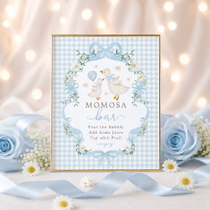 Momosa Bar: Blauwe Dwaas Ganzen Baby Shower Bord Poster