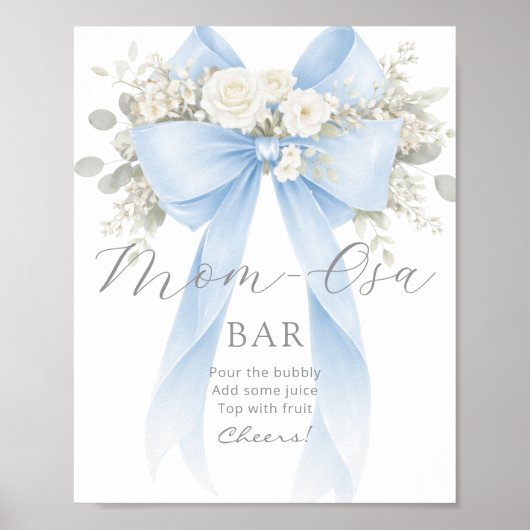 Momosa Bar Blue Bow Floral Bubbly Bar Poster (Voorkant)